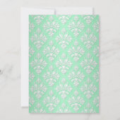 Mooie mintgroene en witte bloemendamaskprint kaart (Achterkant)