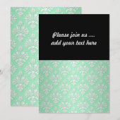 Mooie mintgroene en witte bloemendamaskprint kaart (Voorkant / Achterkant)