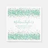 Mooie Mintgroene Glitter Glans Confetti Verjaardag Servet (Voorkant)
