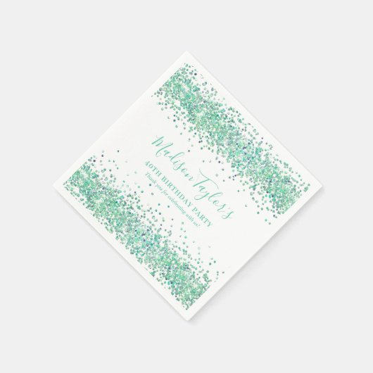 Mooie Mintgroene Glitter Glans Confetti Verjaardag Servet (Hoek)