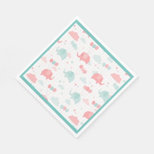 Mooie Mintgroene Olifant Jongen Meisje Baby Shower Servet (Hoek)