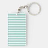 Mooie mintgroene strepen, met monogram-personalisa sleutelhanger (achterkant)