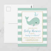 Mooie Mintgroene Walvis Baby Shower Uitnodiging (Voorkant / Achterkant)