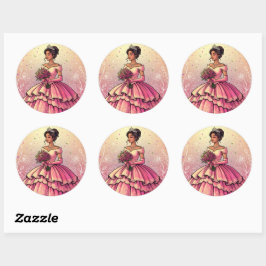 Mooie Mis Quince Años Feestelijke Vormgeving Ronde Sticker