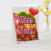 Mooie "Miss You" Kaart met harten. (Gele Bloem)