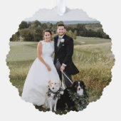 Mooie Mistletoe Merry Married Christmas Foto Ornament Kaart (Achterkant)