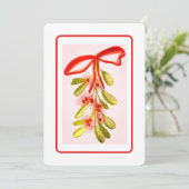 Mooie Mistletoe Plant digitale geschilderde look Feestdagenkaart (Staand voorkant)