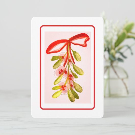 Mooie Mistletoe Plant digitale geschilderde look Feestdagenkaart (Staand voorkant)