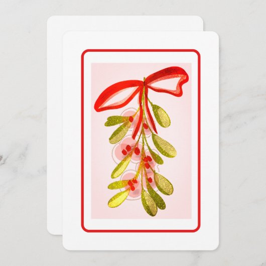 Mooie Mistletoe Plant digitale geschilderde look Feestdagenkaart (Voorkant / Achterkant)