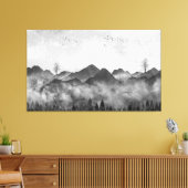 Mooie Misty Mountains en Forest Canvas Afdruk (Insitu (Woonkamer))