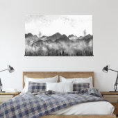 Mooie Misty Mountains en Forest Canvas Afdruk (Insitu (Slaapkamer))