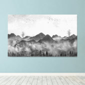 Mooie Misty Mountains en Forest Canvas Afdruk (Insitu (Houten vloer))