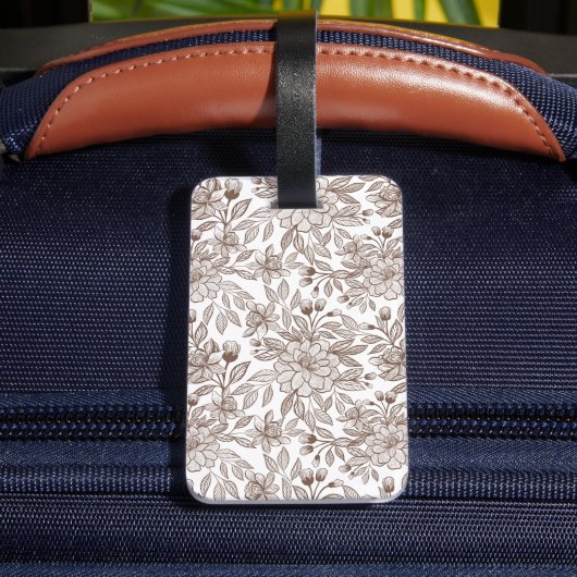 Mooie Mocha Mousse Bloemen Bagagelabel (Achter Insitu 4)