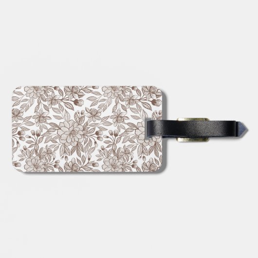 Mooie Mocha Mousse Bloemen Bagagelabel (Achterkant horizontaal)