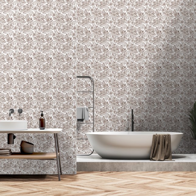 Mooie Mocha Mousse  Bloemen Behang (Badkamer)