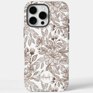 Mooie Mocha Mousse Bloemen iPhone 16 Pro Max Hoesje