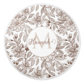 Mooie Mocha Mousse Bloemen Keramische Knop (Voorkant)