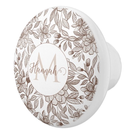 Mooie Mocha Mousse Bloemen Keramische Knop (Rechts)