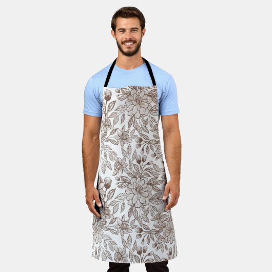 Mooie Mocha Mousse  Bloemen Schort (Gedragen)