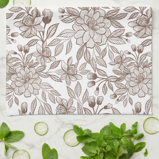 Mooie Mocha Mousse  Bloemen Theedoek (Gevouwen)