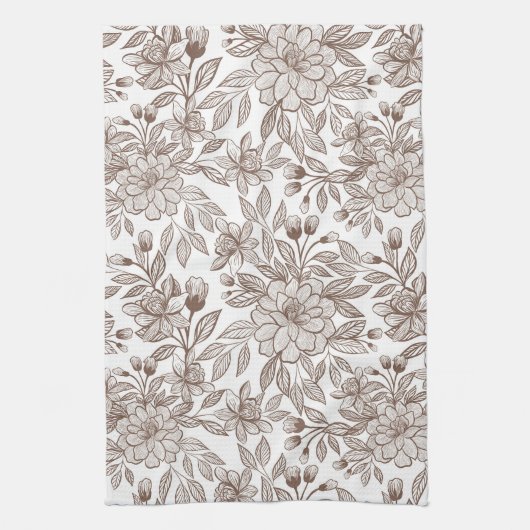 Mooie Mocha Mousse Bloemen Theedoek (Verticaal)