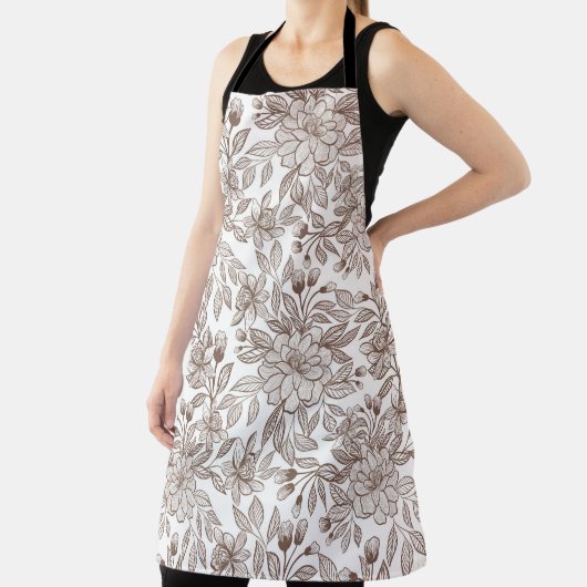 Mooie Mocha Mousse Vintage Bloemen Schort (Insitu)