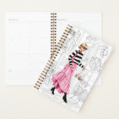 Mooie mode meisje met tas in Parijs Planner (Display)