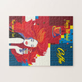 Mooie Mode Vrouw en Koffie POP-ART Trendy Legpuzzel (Horizontaal)