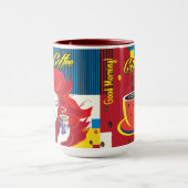 Mooie Mode Vrouw en Koffie POP-ART Trendy Mok (Midden)