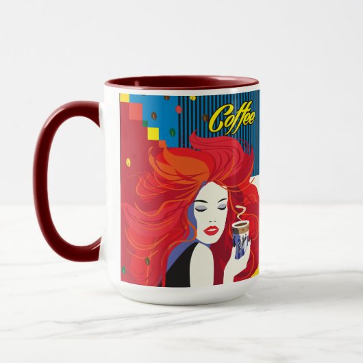 Mooie Mode Vrouw en Koffie POP-ART Trendy Mok (Links)