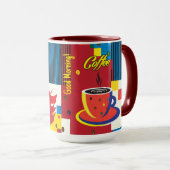 Mooie Mode Vrouw en Koffie POP-ART Trendy Mok (Voorkant rechts)