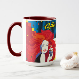 Mooie Mode Vrouw en Koffie POP-ART Trendy Mok