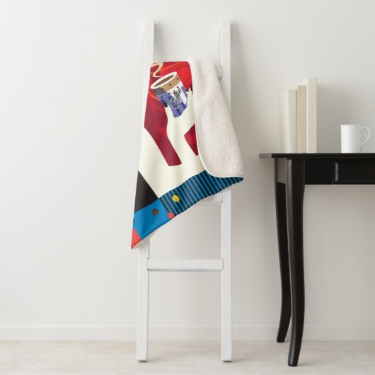 Mooie Mode vrouw met koffiebeker modern Sherpa Deken (In situ)