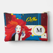 "Mooie Mode vrouw met koffiekopje" Monogram Etui (Achterkant)