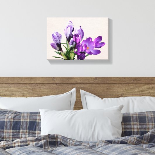Mooie moderm  paarse krokus bloemenca canvas afdruk (Insitu (Slaapkamer))