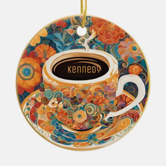 Mooie Modern Art Coffee Cup Ornament (Voorkant)