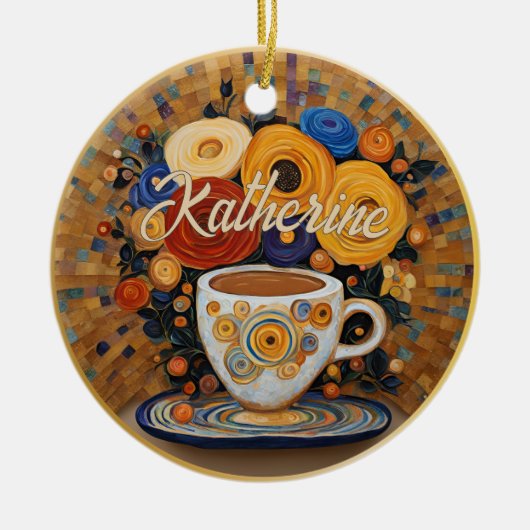 Mooie Modern Art Coffee Cup Ornament (Voorkant)