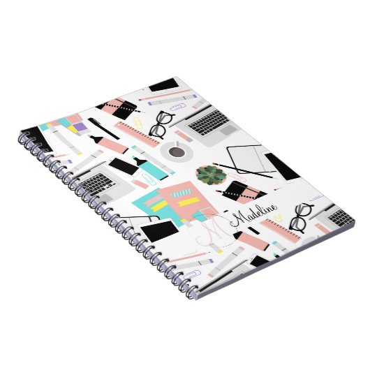 Mooie moderne aangepaste bureaubladpatroon notitieboek (Rechterzijde)