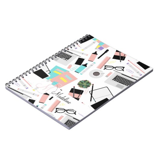 Mooie moderne aangepaste bureaubladpatroon notitieboek (Linkerzijde)