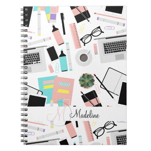 Mooie moderne aangepaste bureaubladpatroon notitieboek (Voorkant)