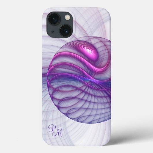 Mooie moderne Abstracte fractal roze Initialen Case-Mate iPhone Case (Achterkant)