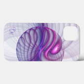 Mooie moderne Abstracte fractal roze Initialen Case-Mate iPhone Case (Achterkant (horizontaal))