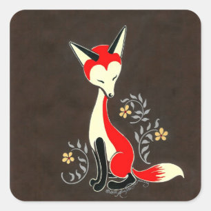 Mooie moderne artistieke vos schildering vierkante sticker