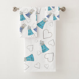 Mooie moderne blauwe bloemige watercolor kunst bad handdoek