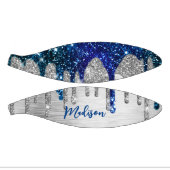Mooie moderne blauwe glitterslier monogram basketbal (Panelen)