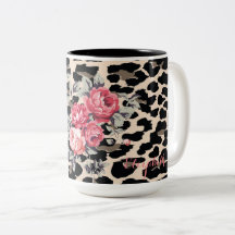 Mooie moderne bloemen op luipaardprint-persoonlijk