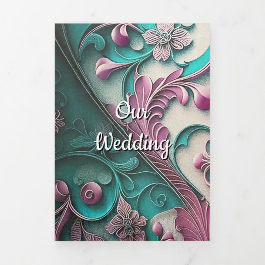 Mooie moderne bloemenbruiloft drieluik uitnodiging (Cover)