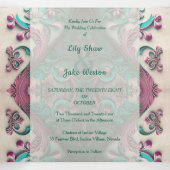 Mooie moderne bloemenbruiloft drieluik uitnodiging (Binnenkant midden)