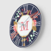 Mooie Moderne BloemenCollage | Monogram Grote Klok (Hoek)
