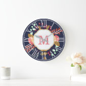Mooie Moderne BloemenCollage | Monogram Grote Klok (Huis)